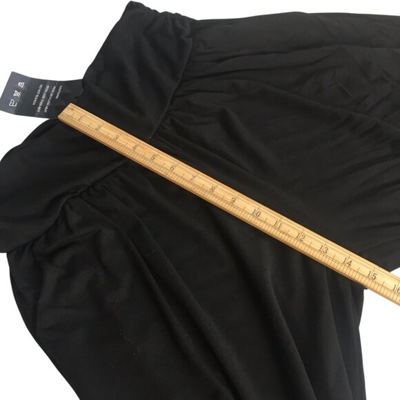 Black Comfort Pants Womens 2XL High Waist Stretch Capri Cropped Wide Leg Pull On - Picture 11 of 16